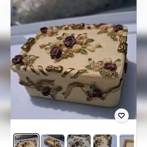DEZINE trinket box with Purple and Cream Accents